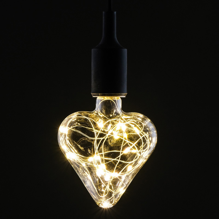 лампа светодиодная декоративная "Сердце" G90Love, 140 х 90 мм, Е27, 3 Вт, 230 В, Т/Белый