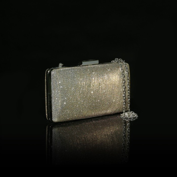 Клатч женский, отдел на фермуаре, длинная цепь, цвет хаки