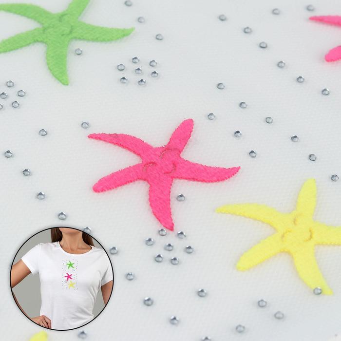 Термоаппликация со стразами "Звезды", 14,5*7см, 10шт на листе