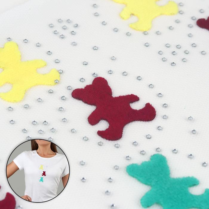 Термоаппликация со стразами "Мишки", 14,5*7,5см, 10шт на листе