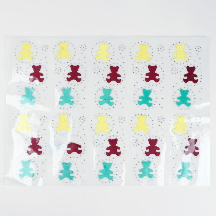 Термоаппликация со стразами "Мишки", 14,5*7,5см, 10шт на листе