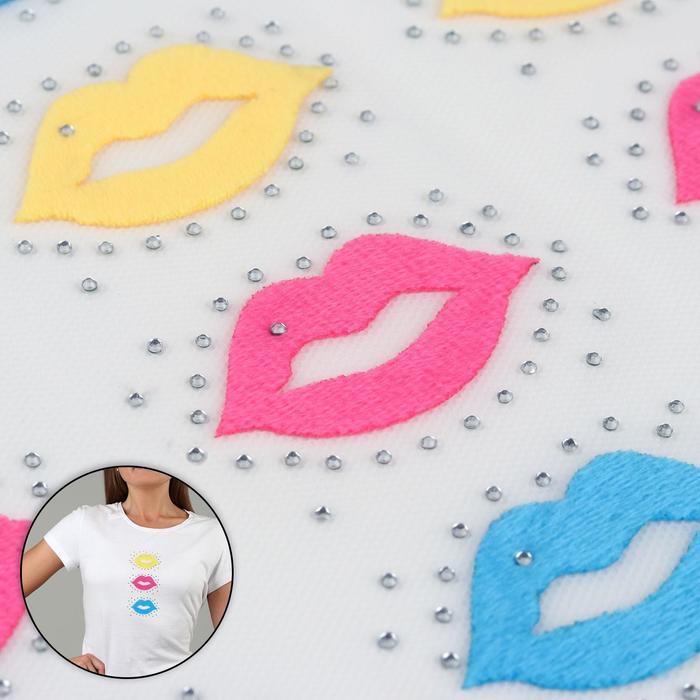 Термоаппликация со стразами "Губы", 14,5*7,5см, 10шт на листе