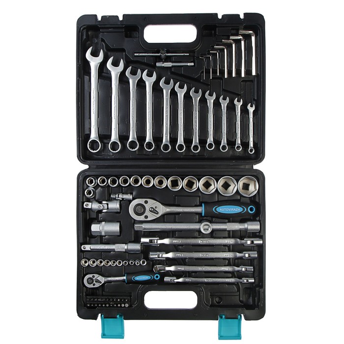 Набор инструмента AUTOVIRAZH, 1/2", 1/4", CrV, 77 предметов