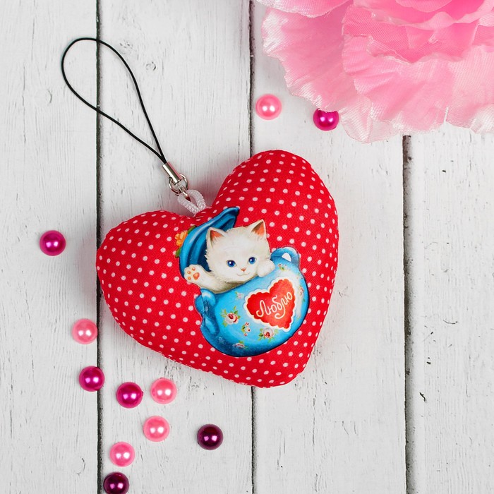 Брелок-подвеска "Люблю", киска, 9 х 9 см