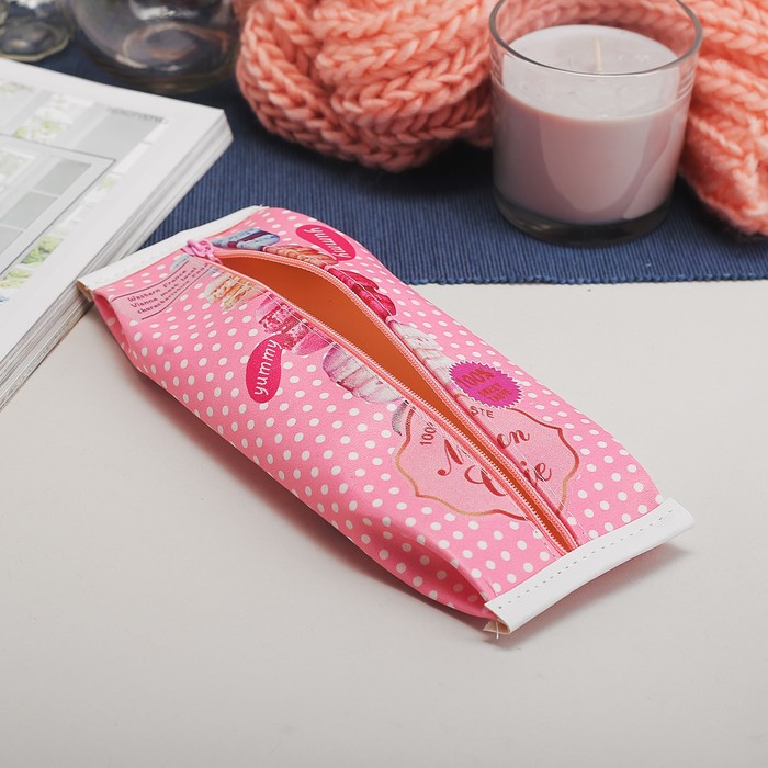 Косметичка-футляр на молнии, 1 отдел, цвет розовый