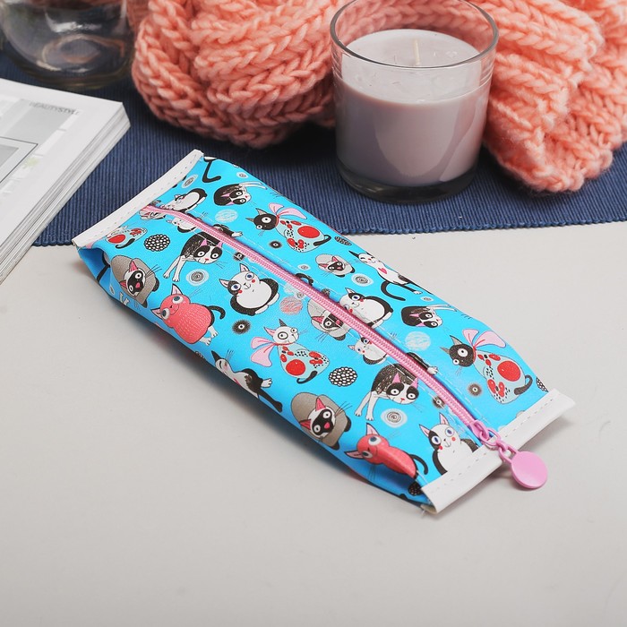 Косметичка-футляр на молнии, 1 отдел, цвет голубой