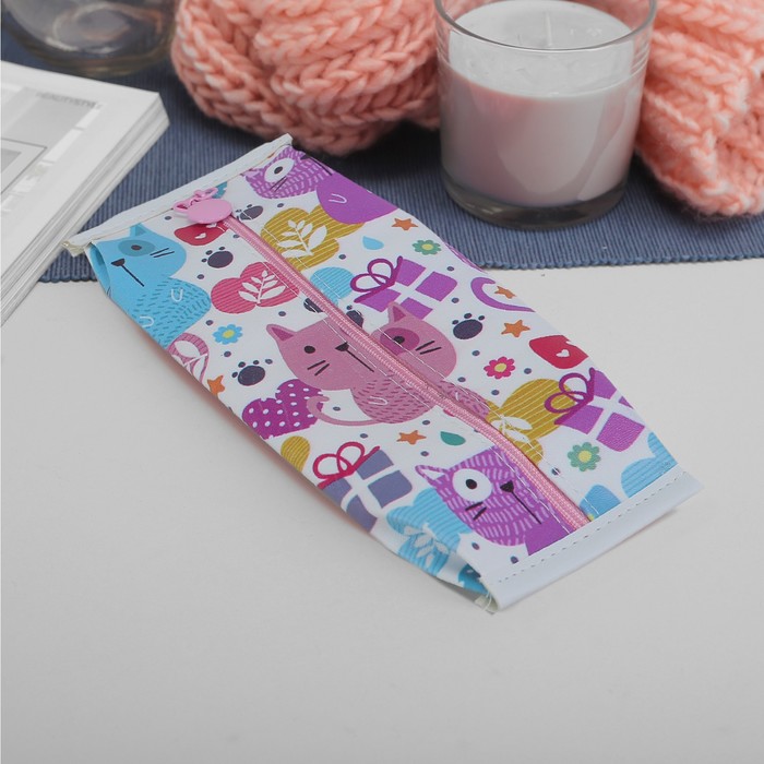 Косметичка-футляр на молнии, 1 отдел, цвет белый