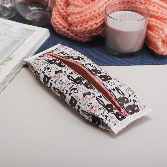 Косметичка-футляр на молнии, 1 отдел, цвет голубой