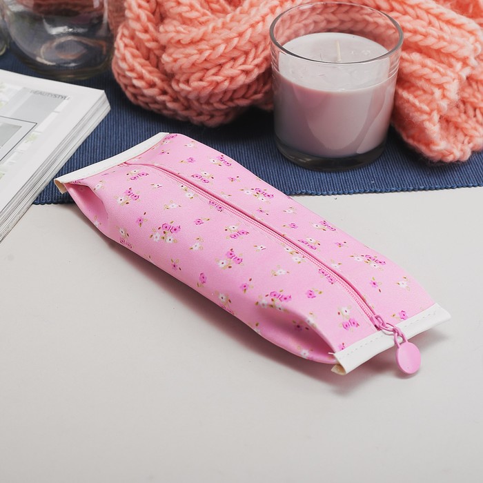 Косметичка-футляр на молнии, 1 отдел, цвет розовый