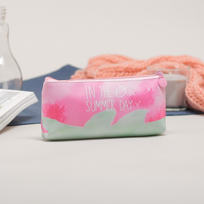 Косметичка-футляр на молнии, 1 отдел, цвет розовый