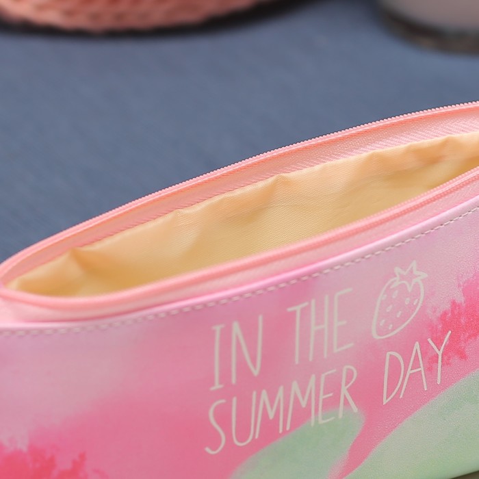 Косметичка-футляр на молнии, 1 отдел, цвет розовый