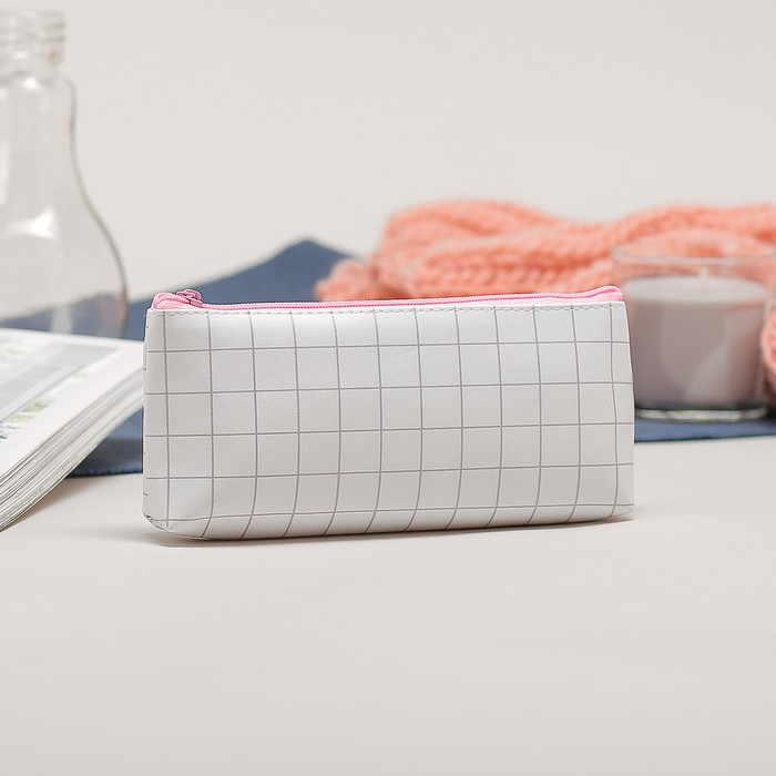 Косметичка-футляр на молнии, 1 отдел, цвет белый