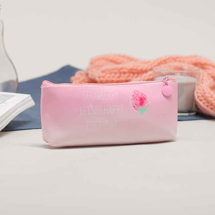 Косметичка-футляр на молнии, 1 отдел, цвет розовый
