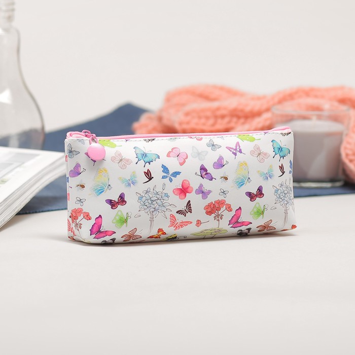 Косметичка-футляр на молнии, 1 отдел, цвет белый