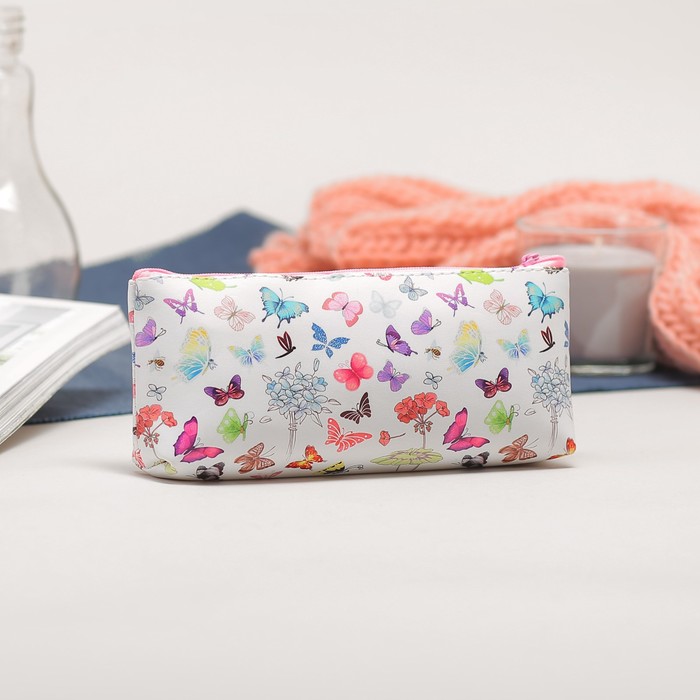 Косметичка-футляр на молнии, 1 отдел, цвет белый