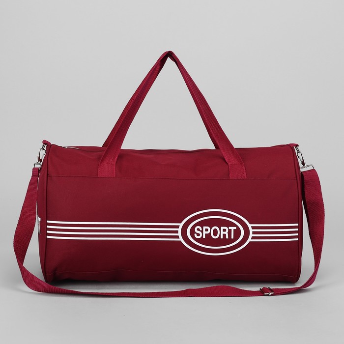 Сумка спорт Полосы, 43*20*24см, 1 отд на молнии, длин ремень, бордовый
