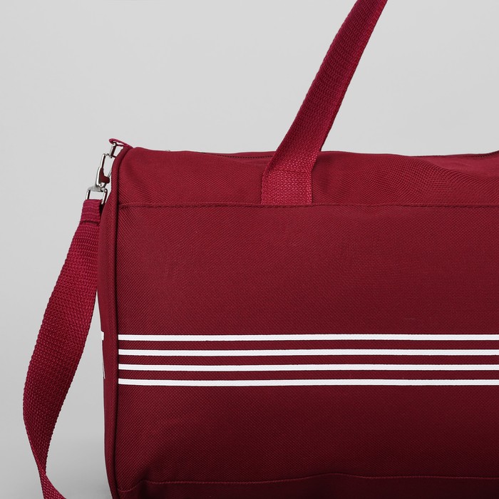 Сумка спорт Полосы, 43*20*24см, 1 отд на молнии, длин ремень, бордовый