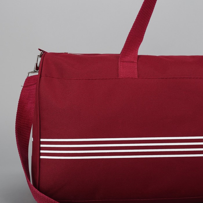 Сумка спорт Полосы, 48*22*25см, 1 отд на молнии, длин ремень, бордовый