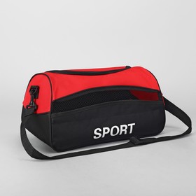 Сумка спортивная на молнии, наружный карман, длинный ремень, цвет красный/чёрный