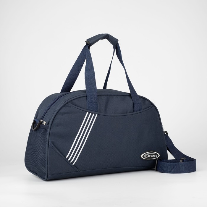 фото Сумка спортивная, отдел на молнии, наружный карман, длинный ремень, цвет тёмно-синий