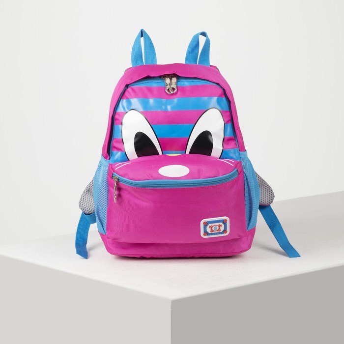 Рюкзак школьный "Котик", 1 отдел, наружный карман, 2 боковые сетки, цвет малиновый/голубой