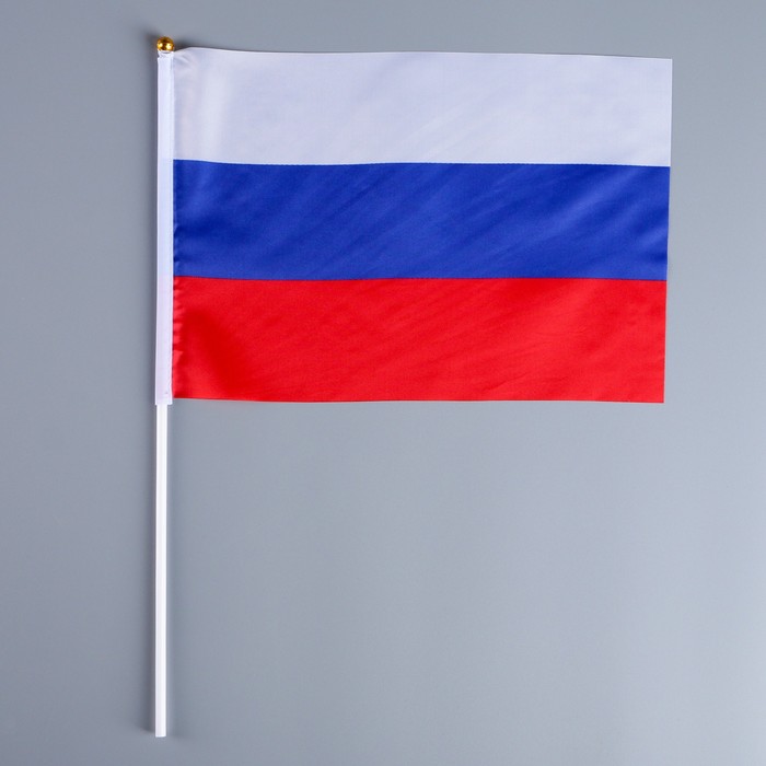 Флаг России, 20х28 см, шток 40 см , полиэстер
