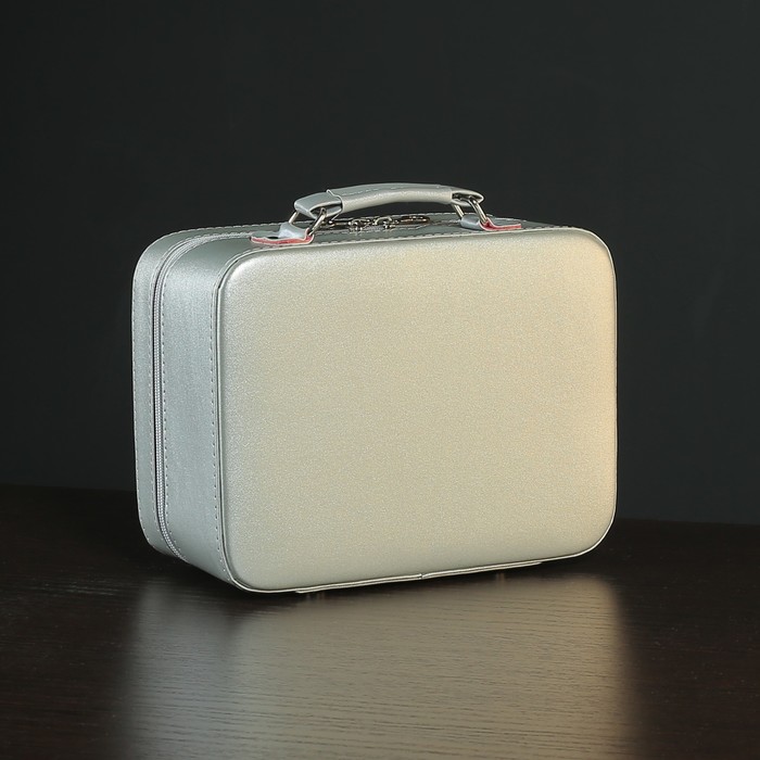 Набор косметичек 2 в 1, отдел на молнии, зеркало, цвет серый