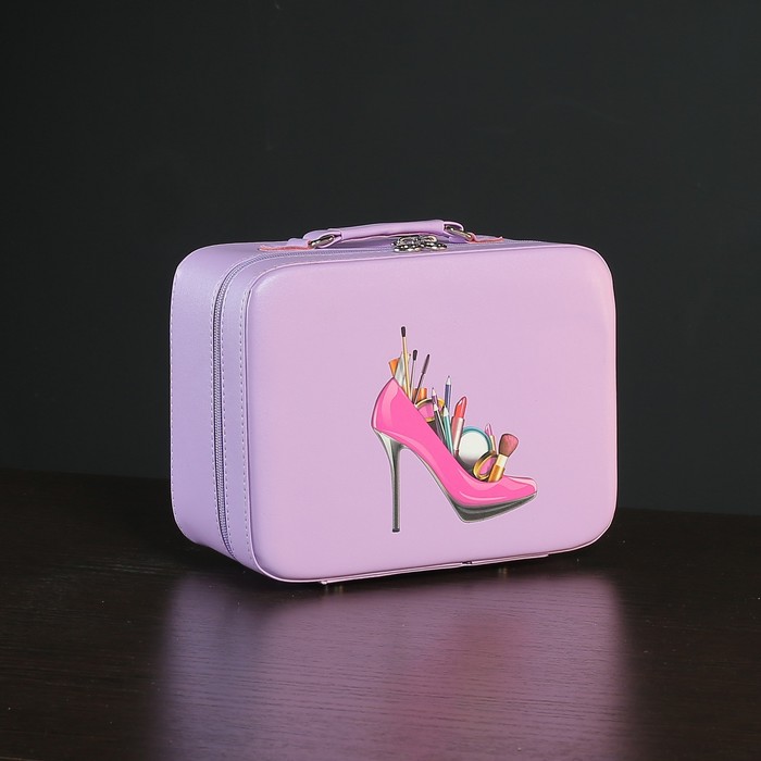 Набор косметичек 2 в 1, отдел на молнии, зеркало, цвет сиреневый