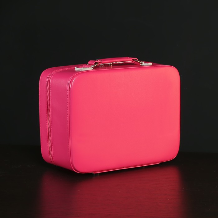 Набор косметичек 2 в 1, отдел на молнии, зеркало, цвет малиновый