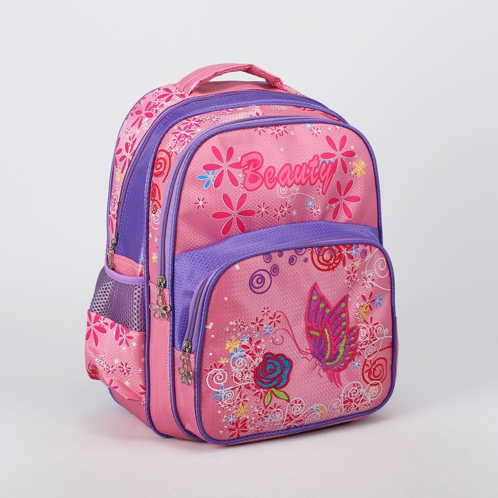 Рюкзак школьный "Блеск", 2 отдела, наружный карман, 2 боковые сетки, усиленная спинка, цвет розовый