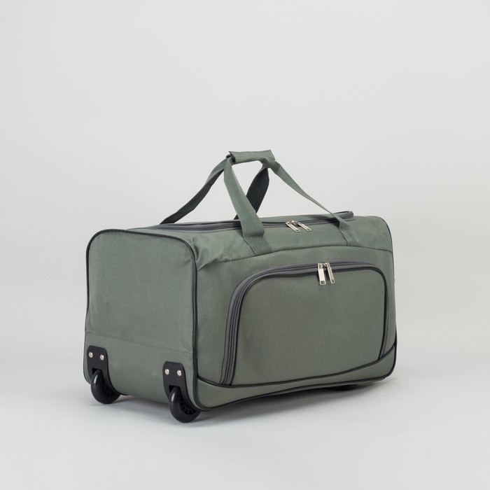 Сумка дорожная на колёсах, 1 отдел, наружный карман, цвет серый