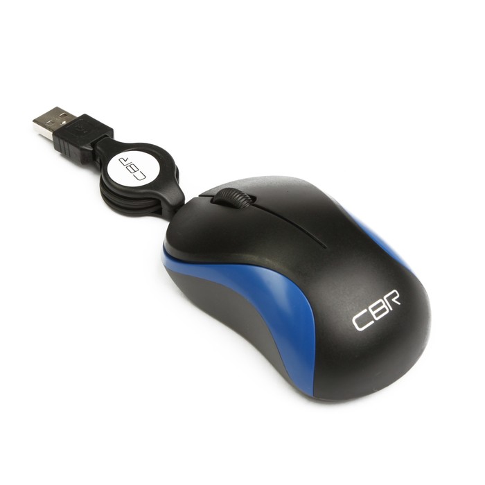 Мышь CBR CM 114, оптическая, проводная, 1200dpi провод на скрутке, 75см, USB, синяя