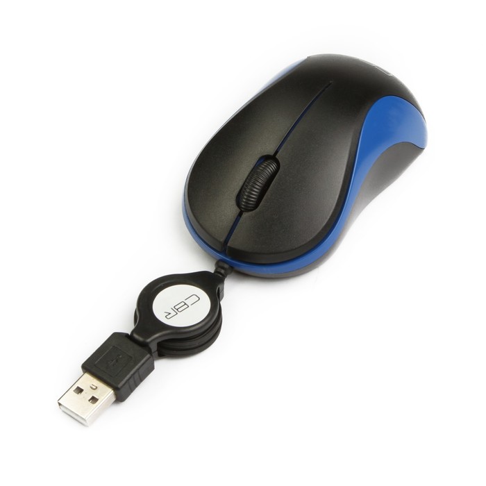 Мышь CBR CM 114, оптическая, проводная, 1200dpi провод на скрутке, 75см, USB, синяя