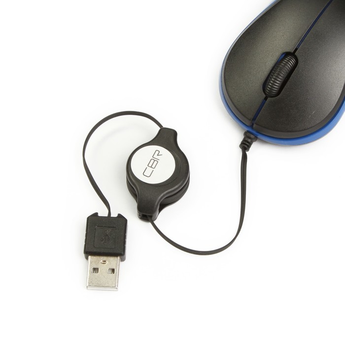 Мышь CBR CM 114, оптическая, проводная, 1200dpi провод на скрутке, 75см, USB, синяя