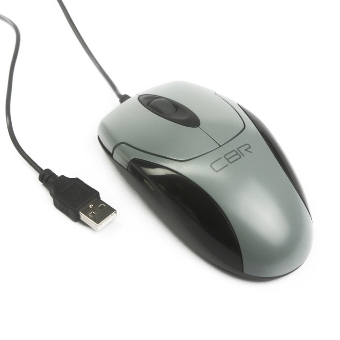 Мышь CBR CM-302, 1200 dpi, оптика, бесшумное нажатие, провод 1.25 метра, USB, серая