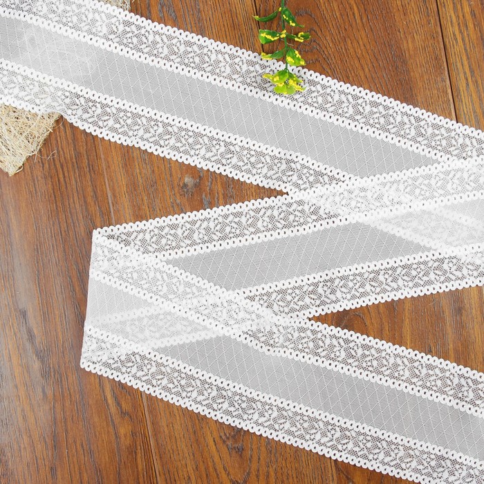 Кружево эластичное, ширина 95мм, 10±1м, цвет белый