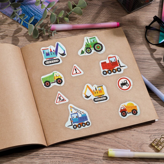 Наклейки бумажные "Машинки", 11 х 16 см