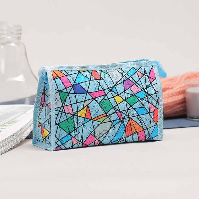 Косметичка треугольная на молнии, 1 отдел, цвет голубой