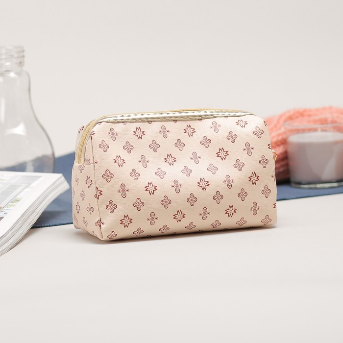 Косметичка дорожная на молнии, 1 отдел, цвет бежевый