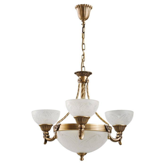 Люстра подвесная "Афродита" 3x60W+3x40W Е27+Е14 античная бронза 45x45x105см