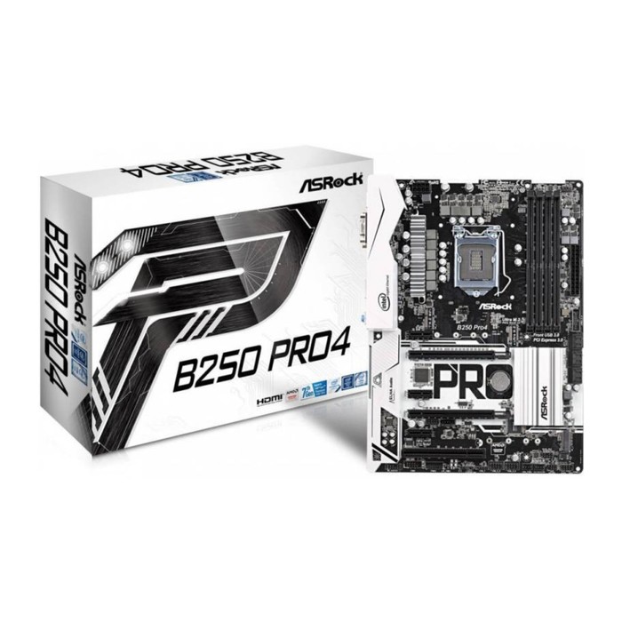 Материнская плата Asrock B250 PRO4, Soc-1151, Intel B250, 4xDDR4, ATX, Ret