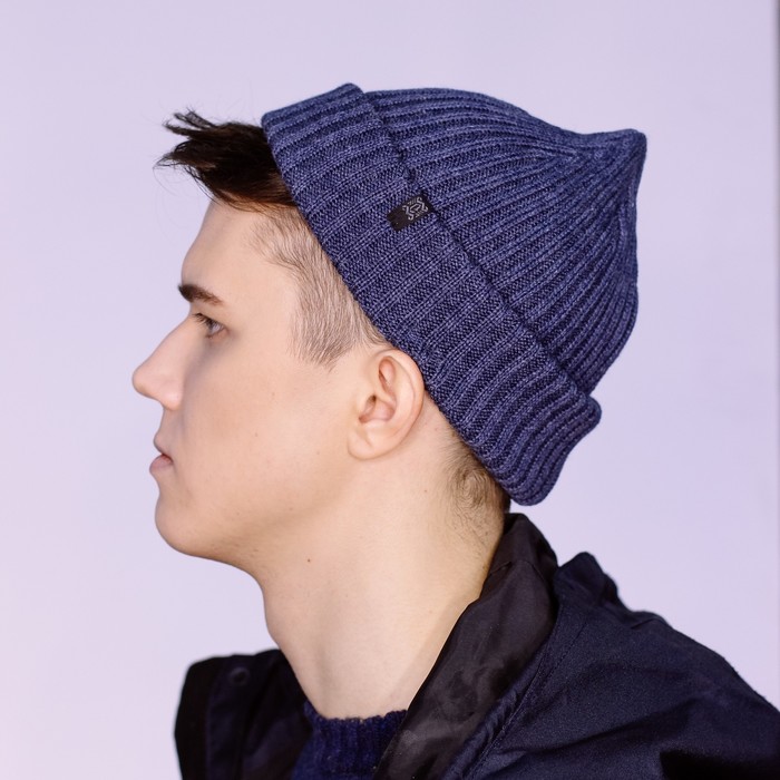 Шапка мужская "ФЕДУК" демисезонная 820209, цвет джинс, р-р 56-58