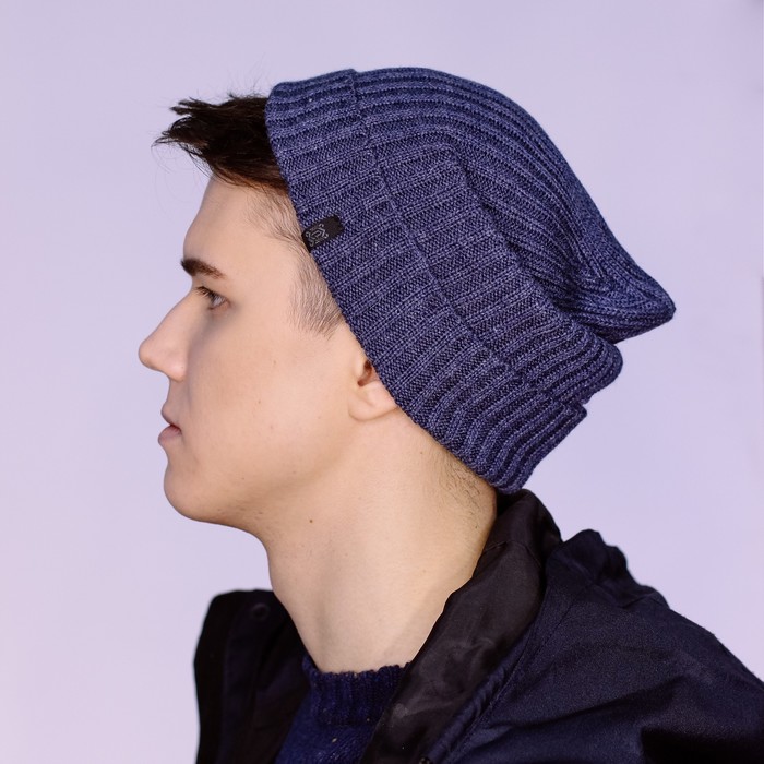 Шапка мужская "ФЕДУК" демисезонная 820209, цвет джинс, р-р 56-58