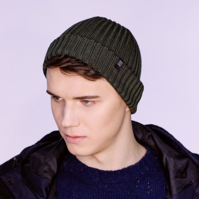 Шапка мужская "ФЕДУК" демисезонная 820220, цвет хаки, р-р 56-58