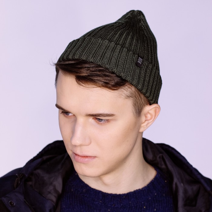 Шапка мужская "ФЕДУК" демисезонная 820220, цвет хаки, р-р 56-58