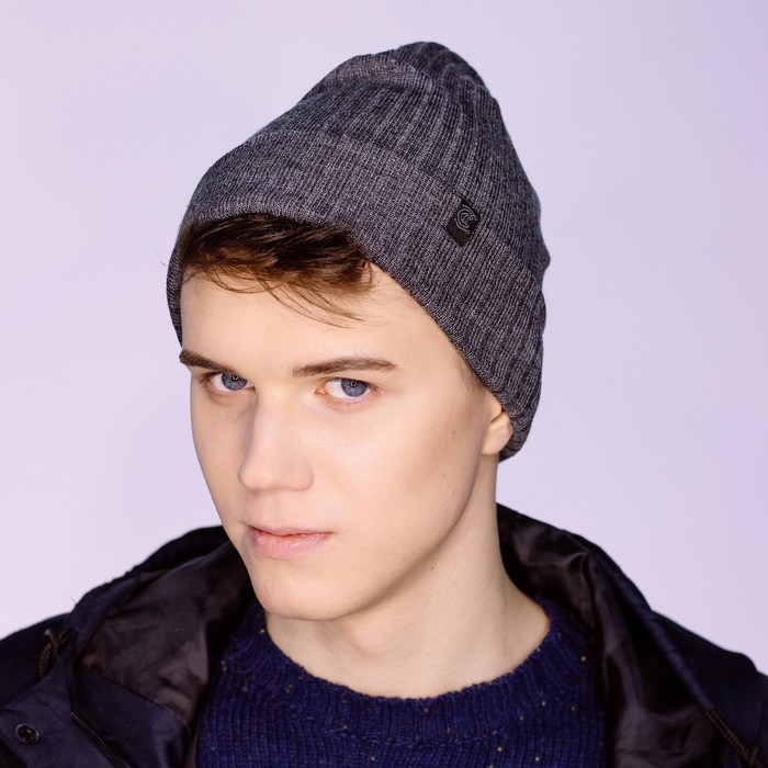 Шапка мужская "ДРАЙВ М" демисезонная 820304, цвет серый, р-р 56-58