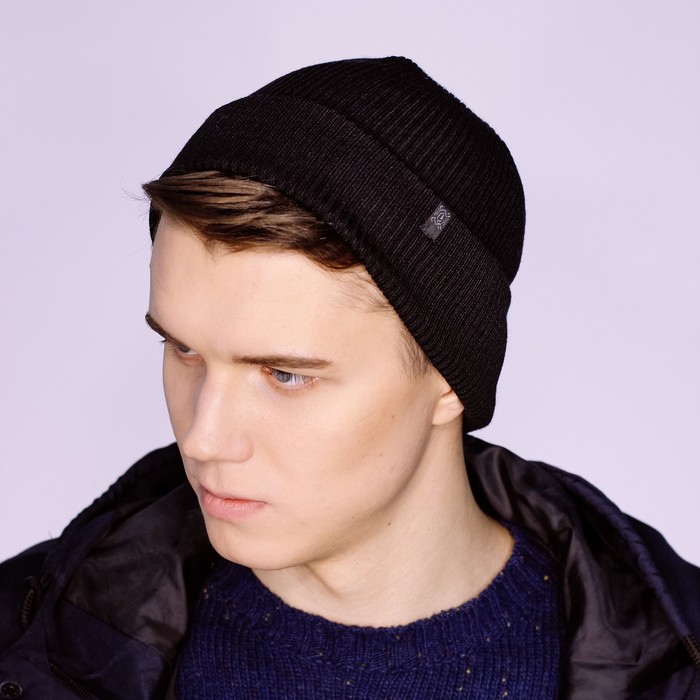 Шапка мужская "РЕЙН М" демисезонная 820401, цвет чёрный, р-р 56-58