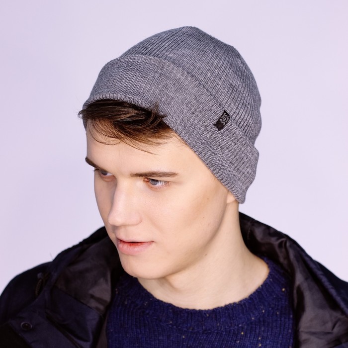 Шапка мужская "РЕЙН М" демисезонная 820404, цвет серый, р-р 56-58