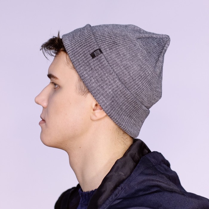 Шапка мужская "РЕЙН М" демисезонная 820404, цвет серый, р-р 56-58
