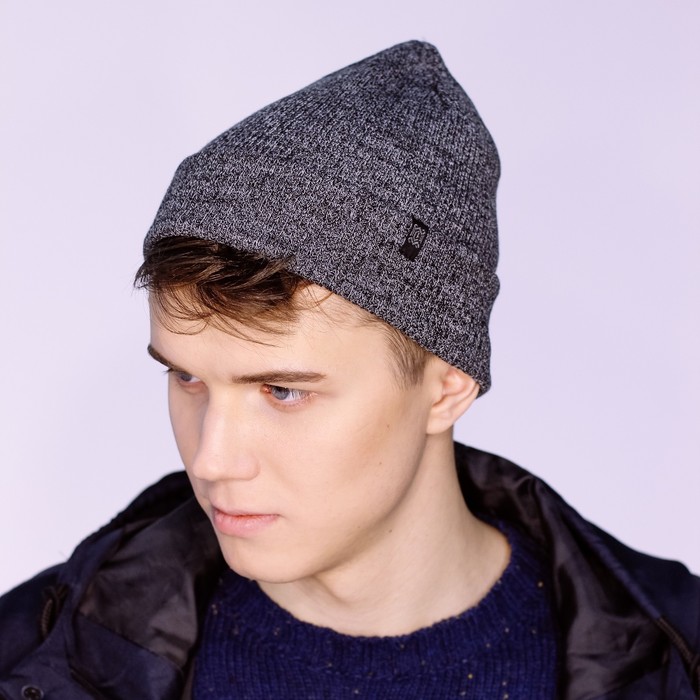 Шапка мужская "РЕЙН М" демисезонная 820408, цвет тёмно-серый меланж, р-р 56-58